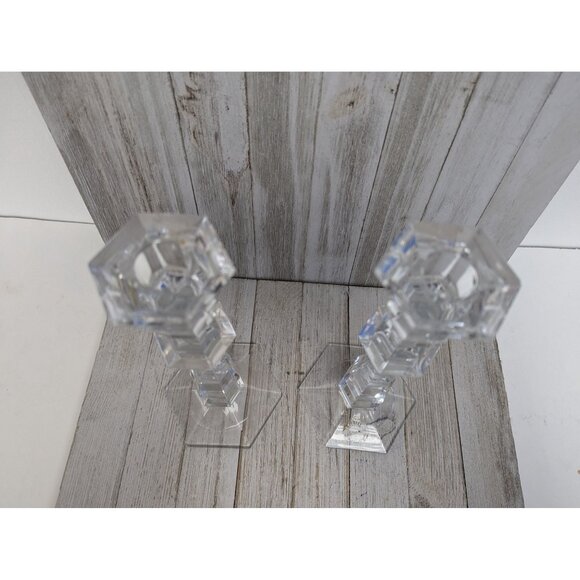 Bohemia Imperial Crystal Candle Holders Lead Czech Republic Set of 2 - Picture 3 of 5